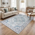thumbnail image 4 of Janvonne Bohemian Blue Grey Area Rug, Low-pile Washable Non-Slip Boho Carpet for Living Room Bedroom Nursery, Pet Friendly，Home Decoration,4'x6', 4 of 8