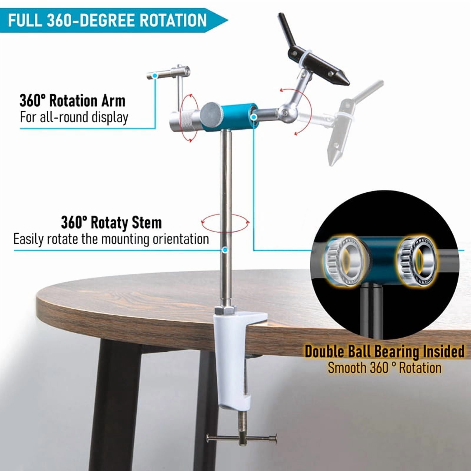 Fly Tying Vise for Fishing Rotary Adjustable Alloy DIY Lure Maker Lure Maker Files Tying Tool Desktop Fly Tying Vise
