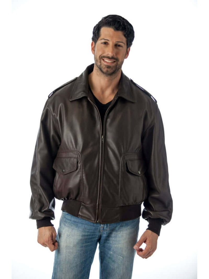 Men's Air Force A-2 Flight Leather Bomber Jacket - Walmart.com