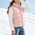 thumbnail image 6 of vokkrv Kids Solid Color Zip Up Sleeveless Jacket, Wind Resistant Warm Casual Outerwear, Fashion Daily Coat for Boys Girls Winter Outdoor Activities Pink 3-4 Years, 6 of 7