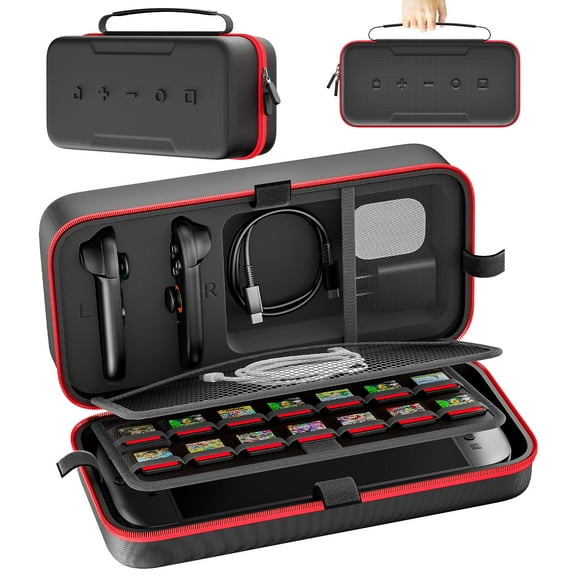 Switch 2 Case for Joy-con 2 & 2025 Switch 2 & 2021 OLED & 2017 Original, Portable Travel Case with 28 Game Holders, Hard Shell Switch 2 Carrying Case for Switch Accessory Kits