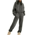 thumbnail image 2 of BXINGOHAI Women 2 Piece Outfits Hoodie Sweatsuits Set Sweatpants Long Sleeve Sweatshirt Matching Joggers Tracksuit Sets Today Sales Dark Gray,XL, 2 of 6
