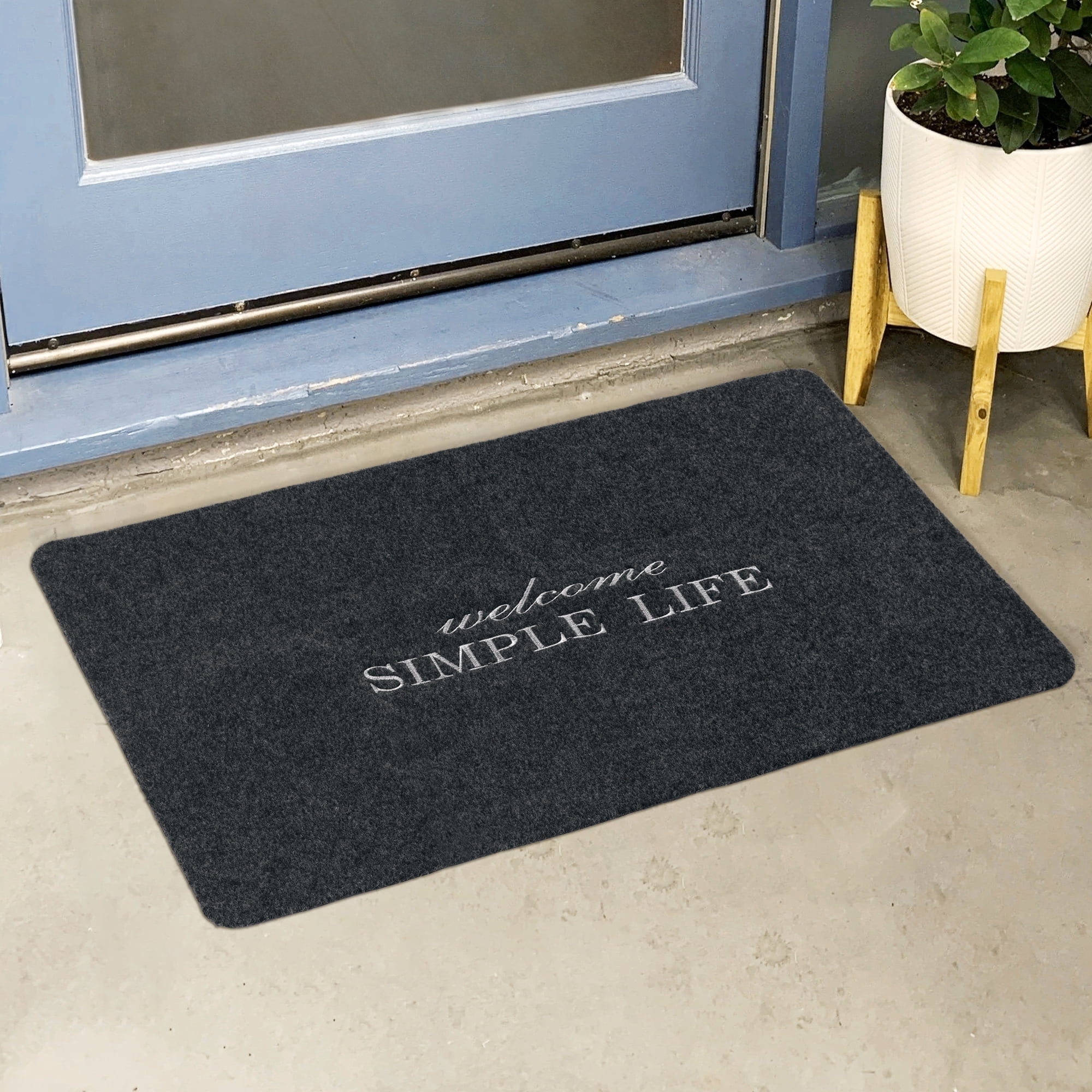 REGALWOVEN Door Mat Non Slip Indoor Outdoor Doormats for Front Door Simple Gray 20" x 32"