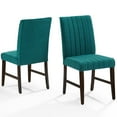 thumbnail image 1 of Tufted Side Dining Chair, Set of 2, Fabric, Wood, Teal Blue, Modern Contemporary Urban Design, Kitchen Room Cafe Bistro Restaurant Hospitality, 1 of 7