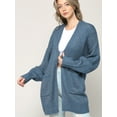 thumbnail image 4 of Made by Johnny Women's Kimono Long Sleeve Batwing Open Front Chunky Knit Cardigan Loose Sweater with Pockets S BLUE, 4 of 6