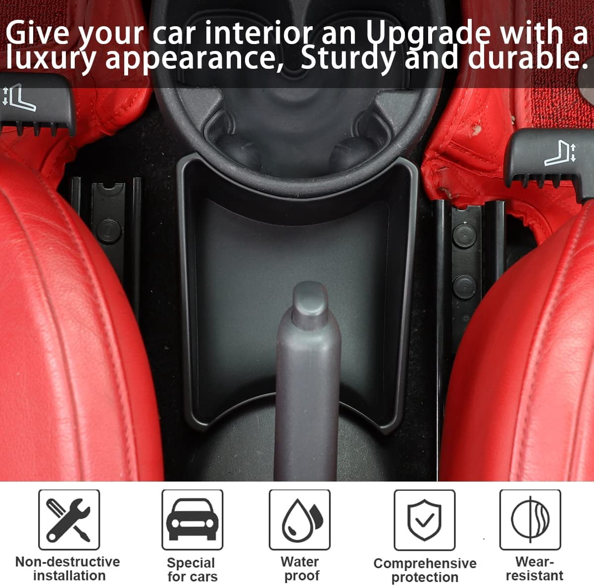 TINKI Suitable for Fiat 500/500C 2011-2015 Car Central Control Handbrake Storage Box Tray Accessories