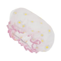 Unique Bargains Stylish Women's Sunflower Bath Cap White Yellow 1 Pc