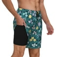 thumbnail image 3 of Picia Floral pattern Mens Swim Trunks with Compression Liner Stretch Beach Shorts Quick Dry with Zipper Pockets No-Chafing Board Shorts-XX-Large, 3 of 9