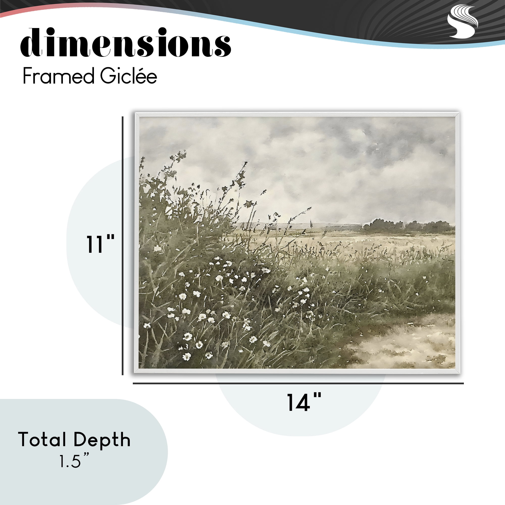 Stupell Industries Soft Meadow Landscape at Dusk White Framed Giclee Art, design by Riley B