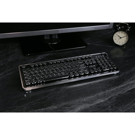 AZIO - MK-RETRO-01 Full-size Wired Mechanical Keyboard - Black/white