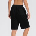 thumbnail image 3 of Womens  Shorts Drawstring Waist Long Yoga Shorts Casual Loose Athletic Gym Shorts with Pockets black Small, 3 of 5