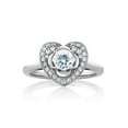 thumbnail image 2 of Gem Stone King 0.67 Ct Round Sky Blue Aquamarine 925 Sterling Silver Heart Ring, 2 of 3