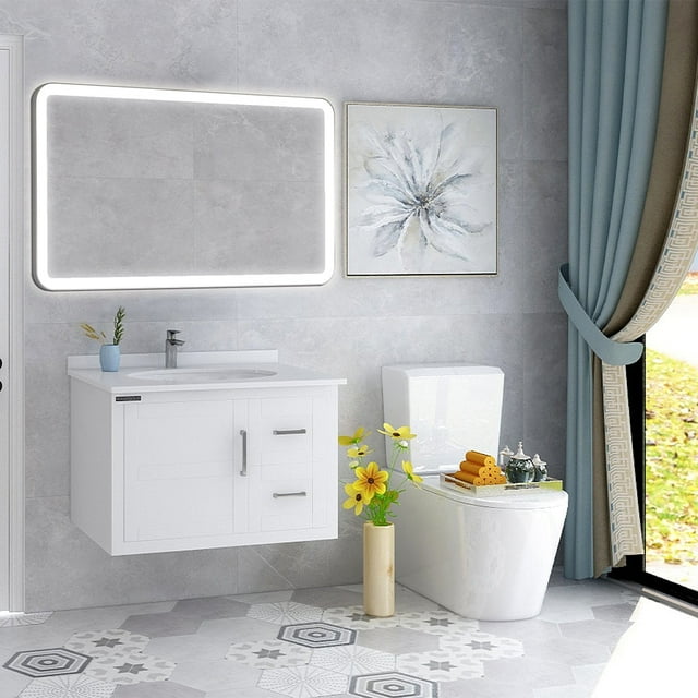 Vanity Art Miroir Mural Rectangulaire à LED de 47 Pouces avec Capteur Tactile