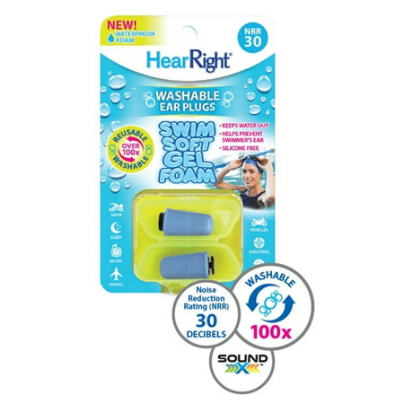 Hear Right Swim Soft Gel Foam Ear Plugs 1 Pair Walmart Com