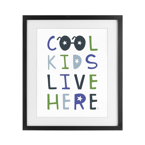 Stupell Industries Contemporary Cool Kids Live Here Black Framed Print Under Glass, 13 x 16, by Elizabeth Tyndall