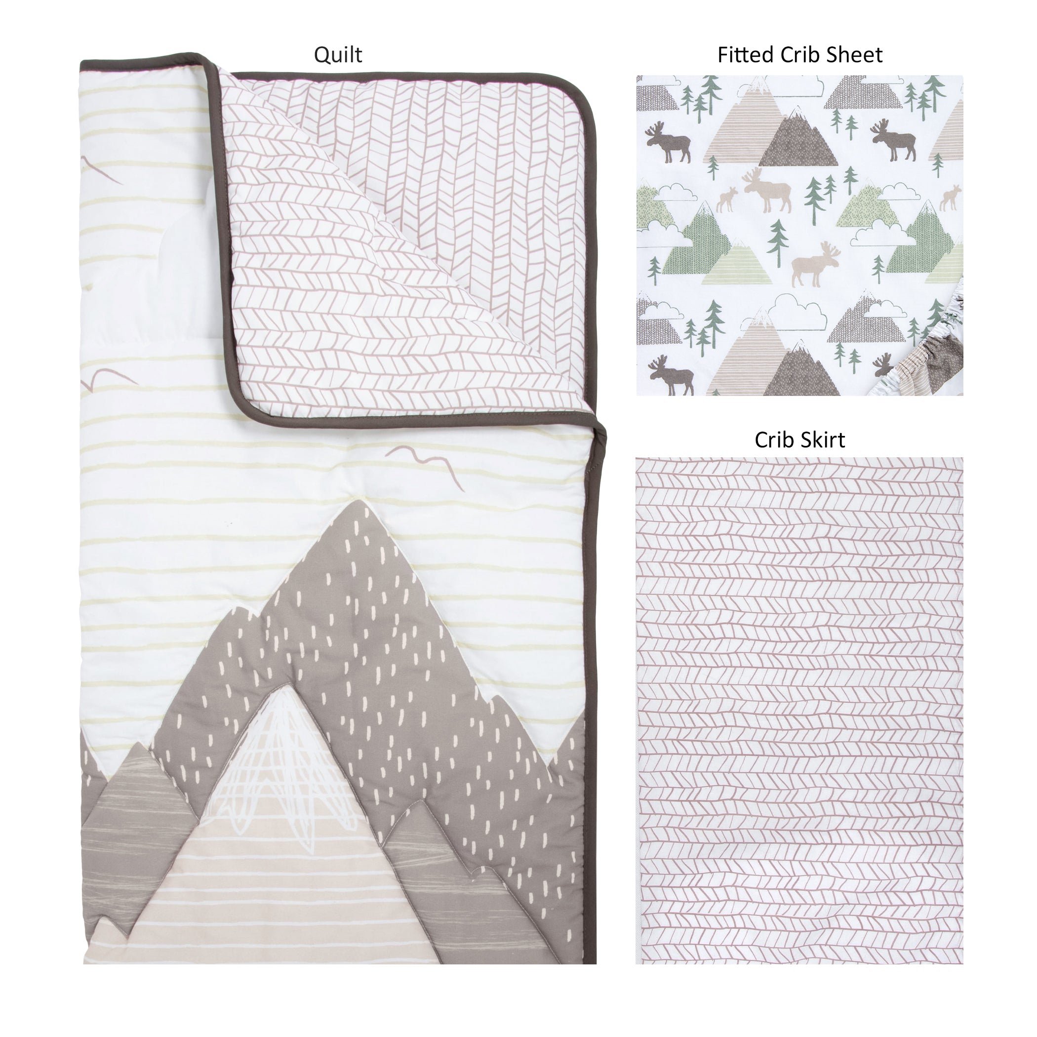 Trend Lab 100% Cotton Mountain Baby 3 Piece Crib Bedding Set - image 2 of 6