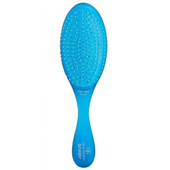 Olivia Garden OG Brush Detangler, removable cushion, scalp hugging shape massages the scalp, for wet or dry hair, for women, men and children, Fine to Medium hair, Blue