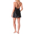 thumbnail image 3 of INSPIRAR CHIC Pijamas de satén para mujeres, camisones de tirantes en V, lencería de encaje, mini camisones de noche S en negro, 3 of 6
