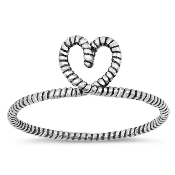 Lasso Heart Rope Love Ring .925 Sterling Silver Band Jewelry Female Male Unisex Size 4