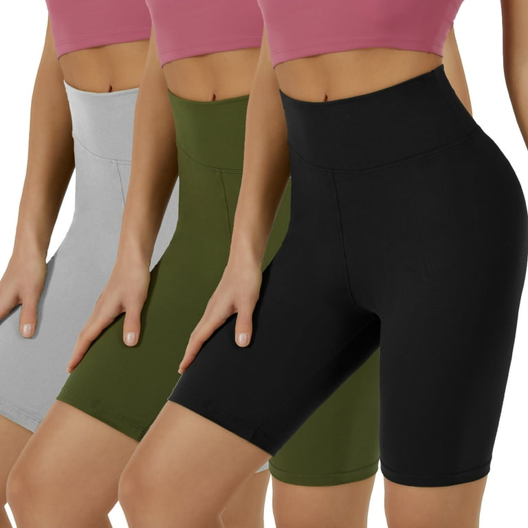 VALANDY Women's High Waist Biker Yoga Workout Shorts, 3-Pack