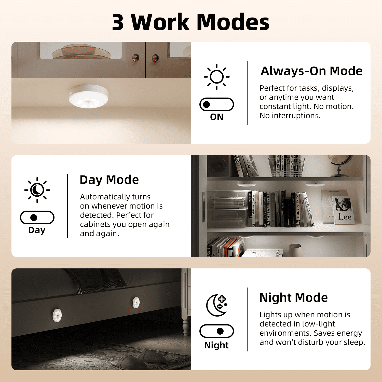 EZVALO 1000mAh Rechargeable Puck Lights with Remote, Motion Sensor Under Cabinet Lighting, 3 Color Temps & 12 RGB Colors, Dimmable Magnetic Stick-On Lights for Kitchen Closet, 6-Pack