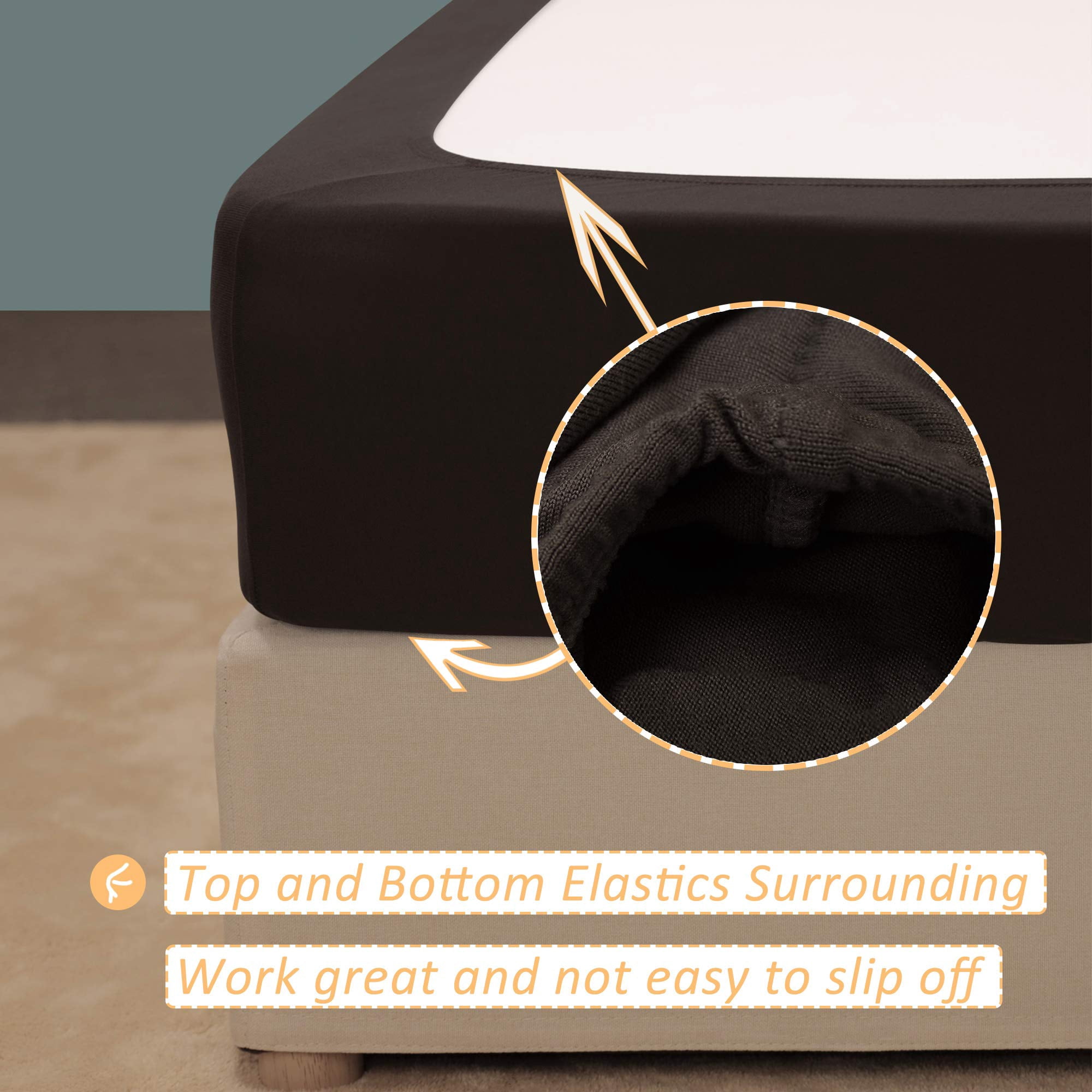 Stretch Jersey Box Spring Cover Wrap Around, Ultra Soft Wrinkle Resistant Bed Skirt Alternative, Queen Queen XL, Breathable Durable White Bedding