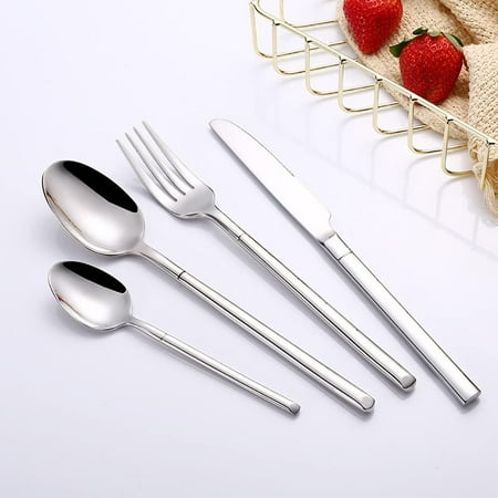 

Silverware Set for 4 Modern Unique Stainless Steel Flatware Set 16 Pieces Kitchen Utensil Set Tableware Cutlery Set for Home Kitchen Restaurant Hotel & Dishwasher Safe