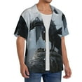thumbnail image 4 of Honeii 's Valley Gray Dragon for men's short-sleeved button-up collared shirt featuring a pocket, perfect for beach vacations, and travel adventures., 4 of 5