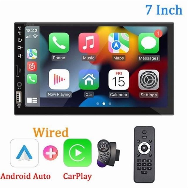 Radio de Voiture 7 Pouces - PRUMYA - Lecteur Multimédia Android Carplay - Écran Tactile HD - Bluetooth 2.0 - Double-Din