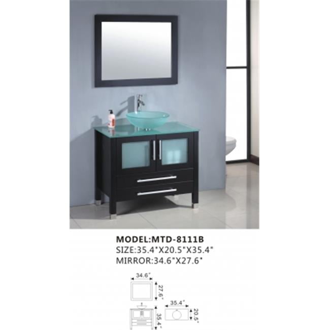 MTD Vanities MTD8111B 36 in. Glass top Modern Bathroom Vanity