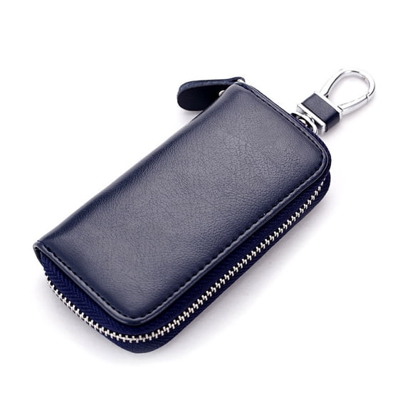 Genuine Leather Key Organizer for Home & Car Zipper Case Keychain Coin Purse for Men & Women