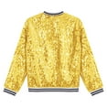 thumbnail image 6 of YONGHS Kids Girls Sparkly Sequins Baseball Coat Long Sleeve Disco Dance Party Bomber Jacket Gold 6, 6 of 7