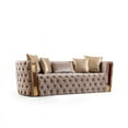 thumbnail image 6 of Naomi Button Tufted Sofa with Velvet Fabric and Gold Accent in Taupe, 6 of 7