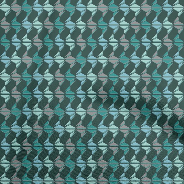 oneOone Velvet Turquoise Green Fabric Geometric Craft Projects Decor Fabric Printed By The Yard 58 Inch Wide