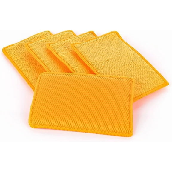 The Rag Company - Jersey Bug Scrubber Pads - Pearl Weave , 4in x 6in, Orange, 5-Pack