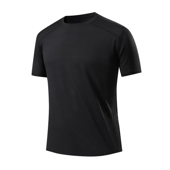 YLSDY Mens Quick Dry Workout T-Shirts Athletic Running Tshirt Short Sleeve Lightweight Gym Sport Tee Shirt, Crew Neck Black M