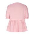 thumbnail image 5 of Women Y2K Puff Short Sleeve Peplum Shirts Tie Front Ruffle Hem Babydoll Blouse Tops Teen Girls Lace up Cute Summer Tops, Limited Time Offer, Under 10 Dollars, 5 of 6