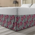 thumbnail image 1 of Floral Bed Skirt, Lily Flower Petals Fragrance Season Revival Essence of Nature Motif, Elastic Bedskirt Dust Ruffle Wrap Around for Bedding Decor, 4 Sizes, Dark Magenta Grey Mustard, by Ambesonne, 1 of 2