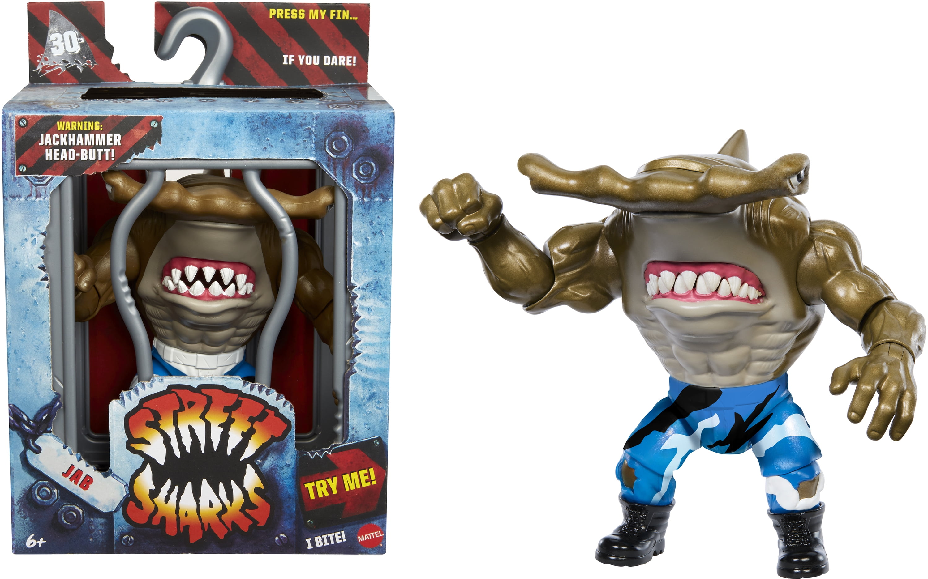 Street Sharks Slash Action Figure Toy, Half-Man Villain, 6 Street Sharks Slash Action Figure Toy, Half-Man Villain, 6