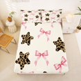 thumbnail image 5 of Manfei Watercolor Pink Bowtie Queen Sheets,Cute Leopard Print Stars Queen Sheet Sets,Beige Pink,4-Piece,1 Flat Sheet,1 Fitted Sheet and 2 Pillowcases, 5 of 6