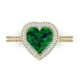 thumbnail image 2 of 2.27 ct Brilliant Heart Cut Emerald 14k Yellow Gold Halo Solitaire with Accents Bridal Wedding Engagement Promise Anniversary Ring for Women size 10, 2 of 7