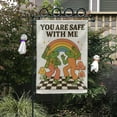 thumbnail image 2 of TiniDecor Safe With Me Frog Garden Flag – 28”x40” Retro Rainbow Outdoor Sign, Whimsical Yard Decor, 2 of 5