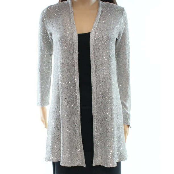 Alfani NEW Silver Women's Size PP Petite Sequined Cardigan Sweater ...