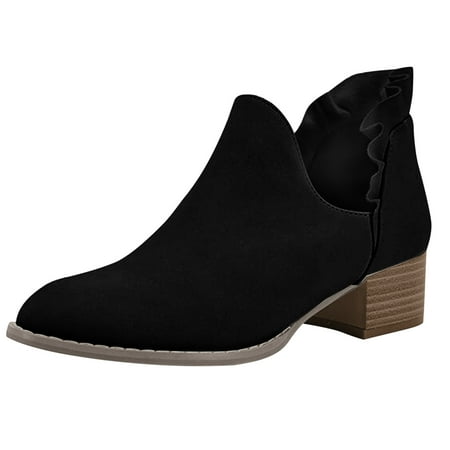 

Rdeuod Women Boots Pointed Shoes Winter Warm Casual Slip-On High Heel Women S