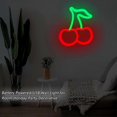 thumbnail image 3 of Letrero de neón de cereza, luces de neón de cerezas rojas y verdes, letreros de neón de cereza para decoración de pared, hogar verde y rojo, 3 of 4