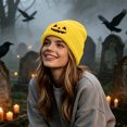 thumbnail image 6 of PureCasa Beanies Hat for Women Halloween Pumpkin Embroidered Knitted Beanie Hat Winter Thick Warm Soft Cute Hat for Halloween, 6 of 6