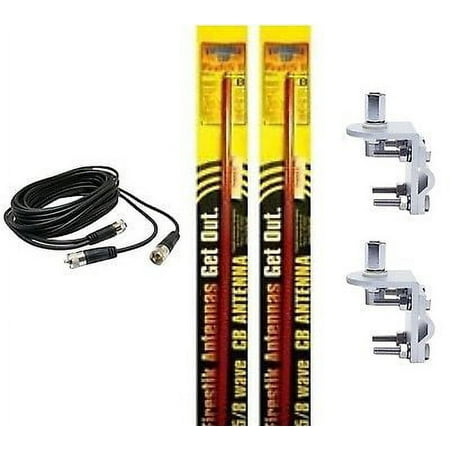 NEW CB RADIO 2 FIRESTIK 2 FS5 RED 5FT CB ANTENNAS,18FT DUAL COAX, MOUNTS