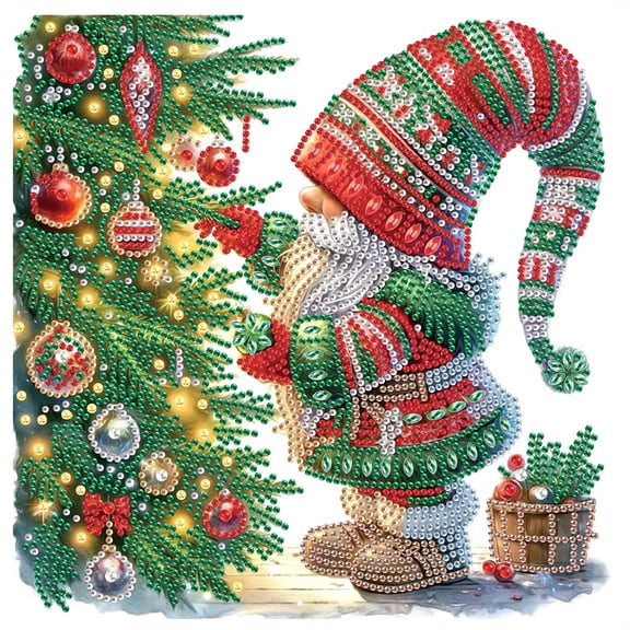 Diamond Art Painting Set, Christmas Tree Santa Claus DIY 5D Diamond Art Adult Set Mosaic Crafts, suitable for home, office wall decoration, can be wrapped as Christmas gifts for friends