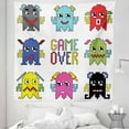 thumbnail image 1 of Video Game Tapestry, Pixel Robot Emoticons with Game over Sign Inspired by 90's Computer Games Fun Artprint, Fabric Wall Hanging Decor for Bedroom Living Room Dorm, 5 Sizes, Yellow Red, by Ambesonne, 1 of 1
