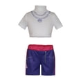 thumbnail image 5 of Zydvens Halloween Anime Cosplay Costume - Orange Purple Sleeveless Top Crop Jacket and Shorts 3-Piece Set - Concert Tour Stage Performance Outfit & Halloween Cosplay Dress Up, 5 of 7